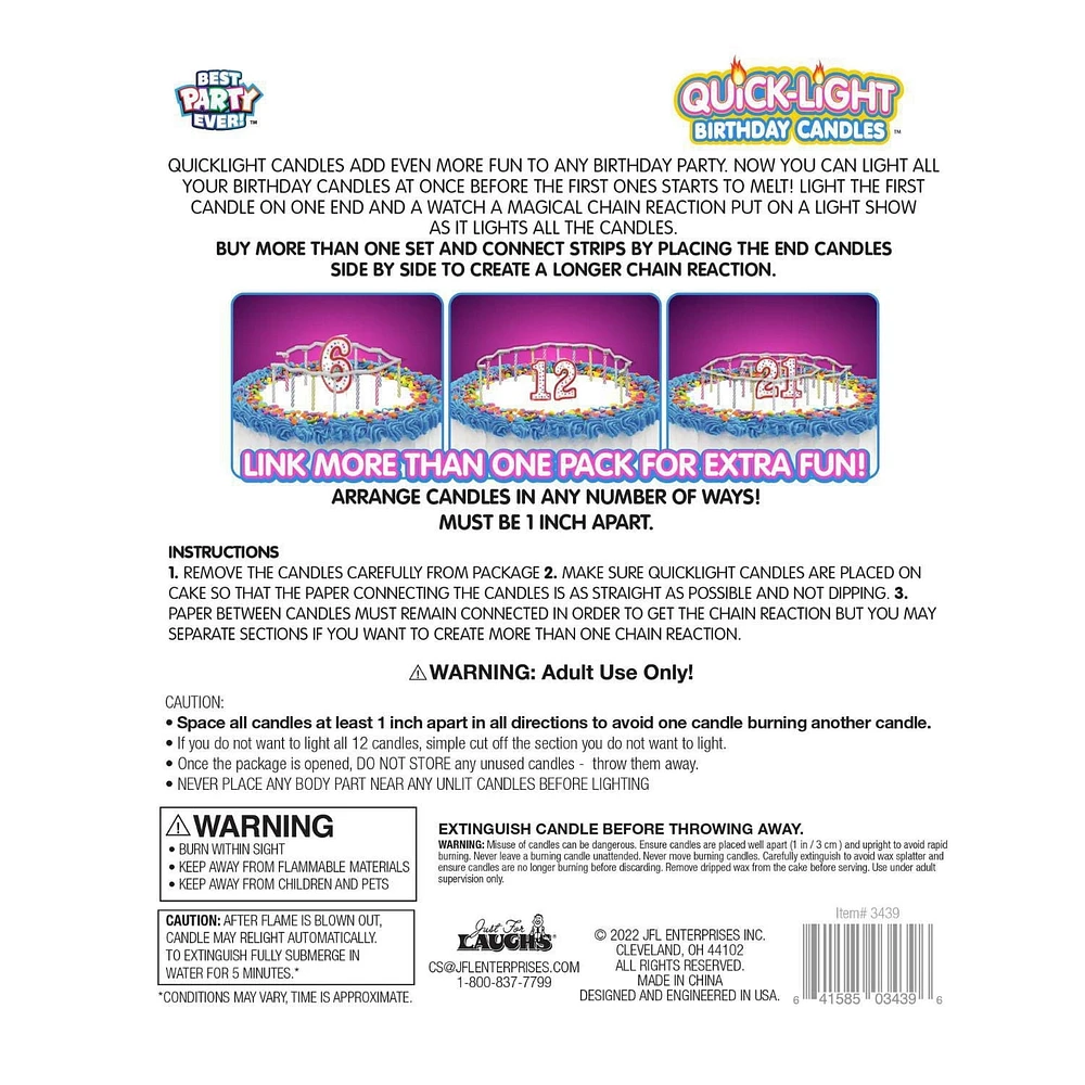 Quick Light Birthday Candles HAPPY BIRTHDAY Rainbow Glitter 13 pc