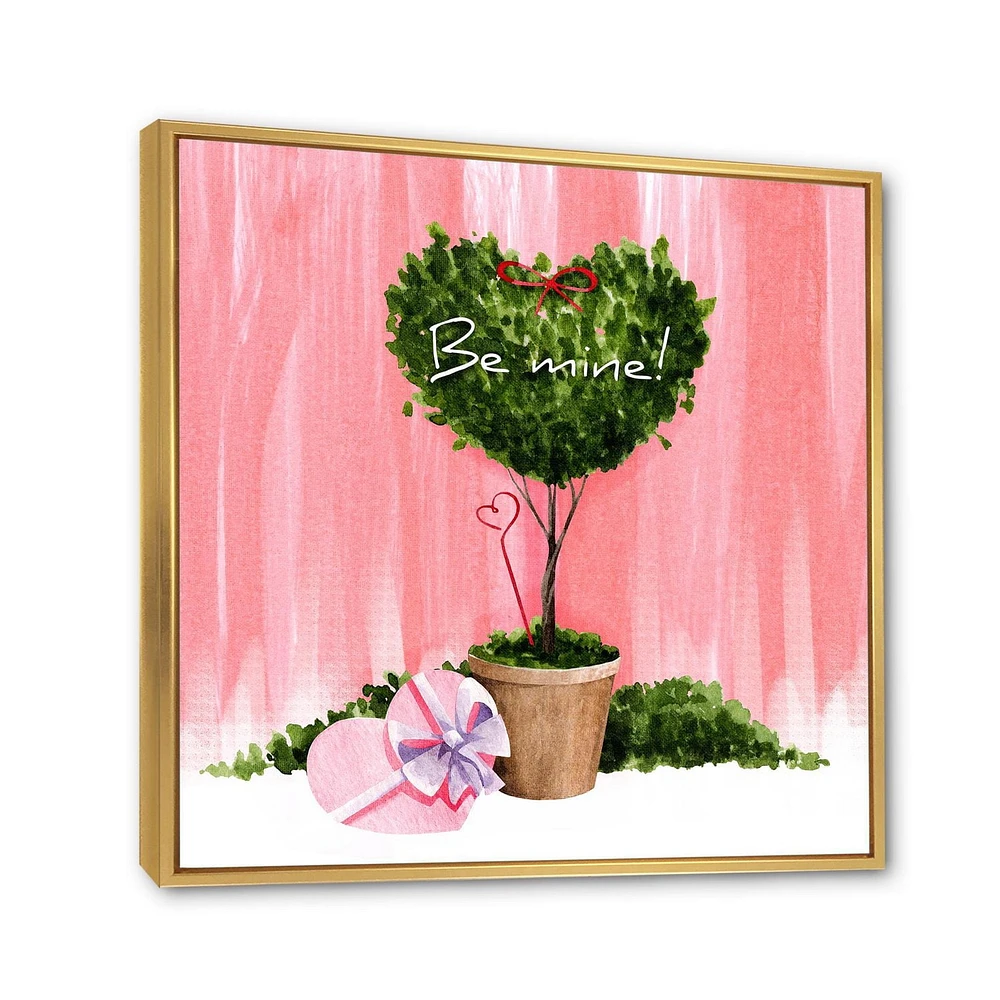 Designart Heart Shaped Valentine House Plant FLOAT FRAME WALL ART