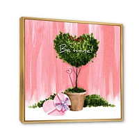 Designart Heart Shaped Valentine House Plant FLOAT FRAME WALL ART