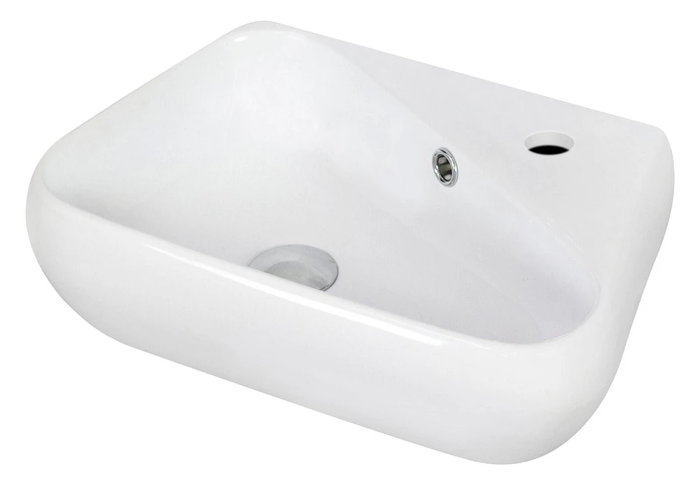 American Imaginations 17.5-in. W Wall Mount White Bathroom Vessel Sink Set For 1 Hole Right Faucet AI-15341