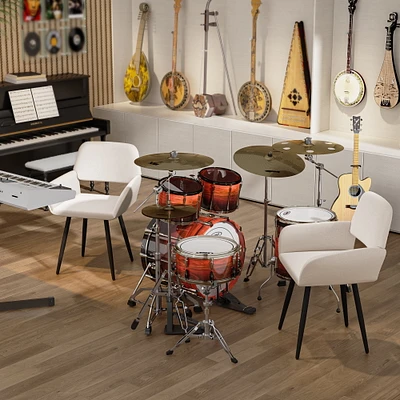 Ensemble de 2 chaises d'appoint Homy Casa, confortables et rembourrées avec accoudoirs, design moderne, tissu beige