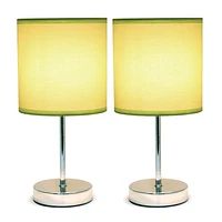 Simples Conceptions Mini lampe de table de base chromée avec abat-jour en tissu 2 Pack Set