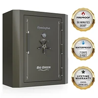 Remington BIG GREEN Coffre-fort pour armes à feu 65 po de haut, grand coffre-fort de sécurité avec serrure électronique et protection ignifuge et étanche (capacité de 84 armes à feu) - SAR6584-BG-CA
