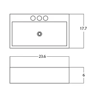 American Imaginations -in. W Above Counter White Bathroom Vessel Sink For 3H4-in. Center Drilling AI