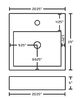 in. W Semi-Recessed White Bathroom Vessel Sink Set For 1 Hole Center Faucet AI