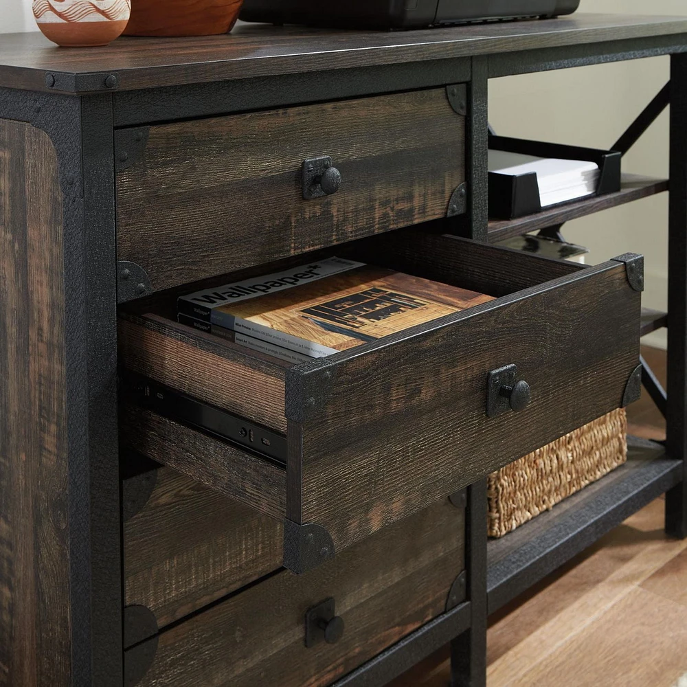 Sauder® Collection Steel River Crédence, Finition Carbon Oak®, 427849