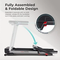 Sunny Health & Fitness Foldable 15 Level Auto Incline Treadmill, 20" Wide Running Belt, Quiet Brushless, Digital Display, 300 LB Weight Capacity, SunnyFit App Bluetooth Connection- SF-T723030