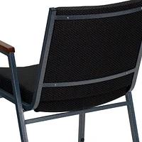 Lot de 4 pièces - Chaise empilable robuste de la série HERCULES en tissu à pois noir avec appuis-bras