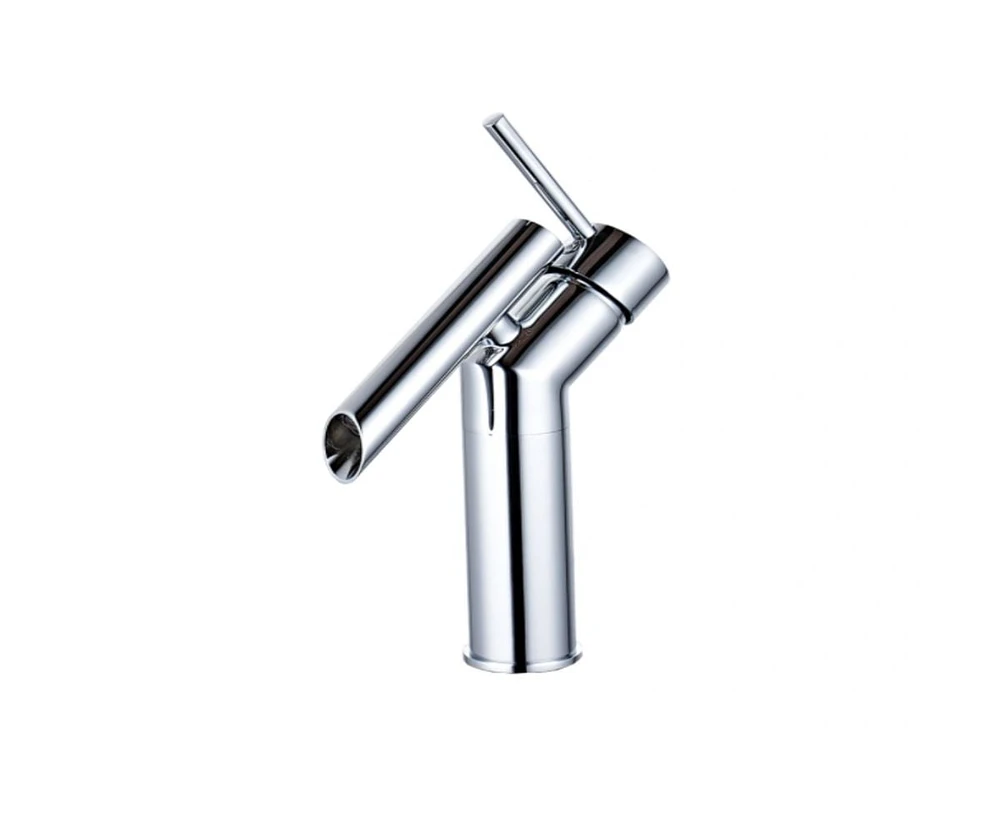 DROP Bath and Kitchen DR091457 Robinet pour lavabo de salle de bains de forme ronde en couleur chrome de la série Haven - comprend un drain sans trop-plein.