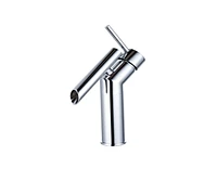 DROP Bath and Kitchen DR091457 Robinet pour lavabo de salle de bains de forme ronde en couleur chrome de la série Haven - comprend un drain sans trop-plein.