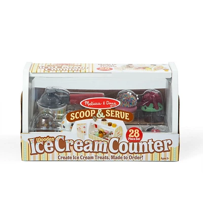 Melissa & Doug Comptoir de crème glacée en bois (28 mcx) - Nourriture et accessoires pour jeux