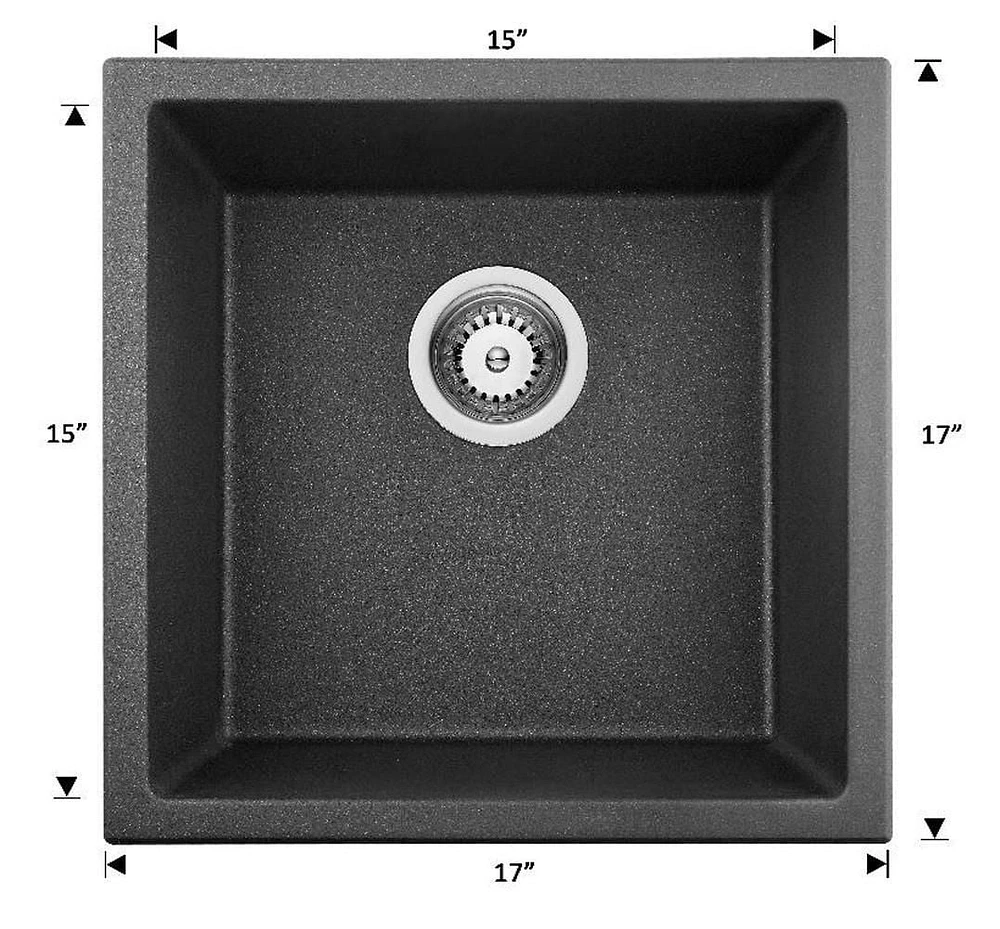American Imaginations AI- pouces Évier de cuisine composé de granit noir approuvé par CSA W avec finition composée de granit et calibre 16
