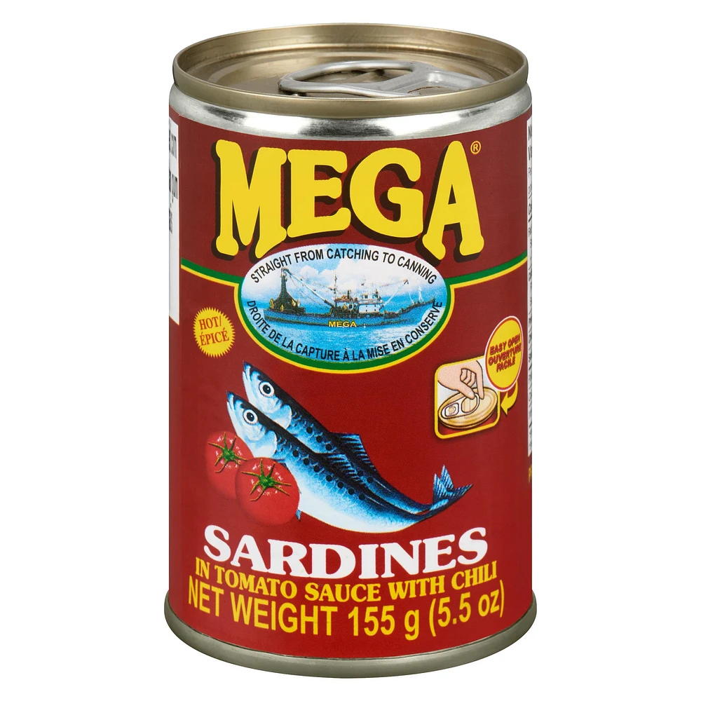 Mega Sardines in Tomato Sauce with Chili Hot, 155 g