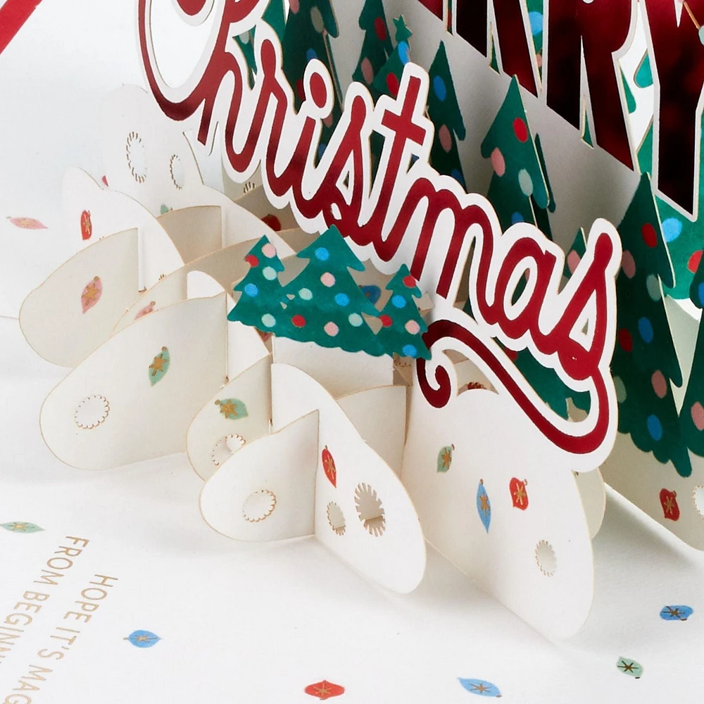 Carte Signature en 3 dimensions de Noël, Paper Wonder de Hallmark (Sapins « Merry Christmas »)