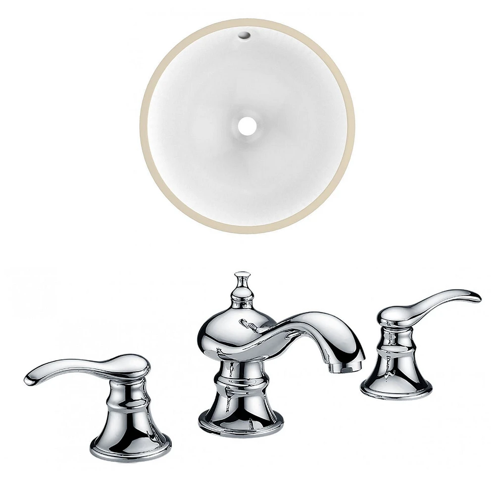 in. W Round Bathroom Undermount Sink Set In White