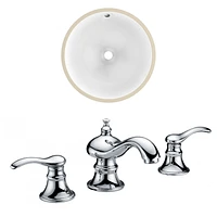 in. W Round Bathroom Undermount Sink Set In White