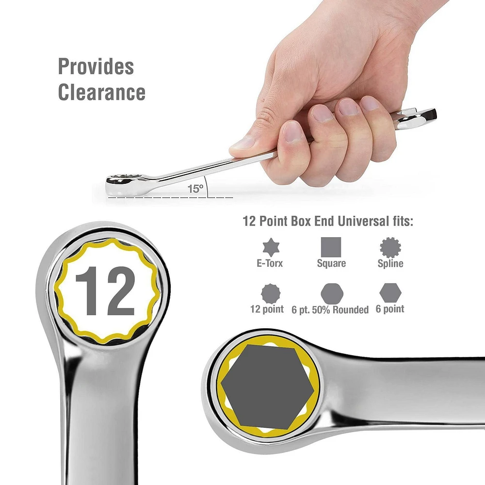 WorkPro SAE Combination Wrench Set - 9 Piece, Mirrored chrome finish