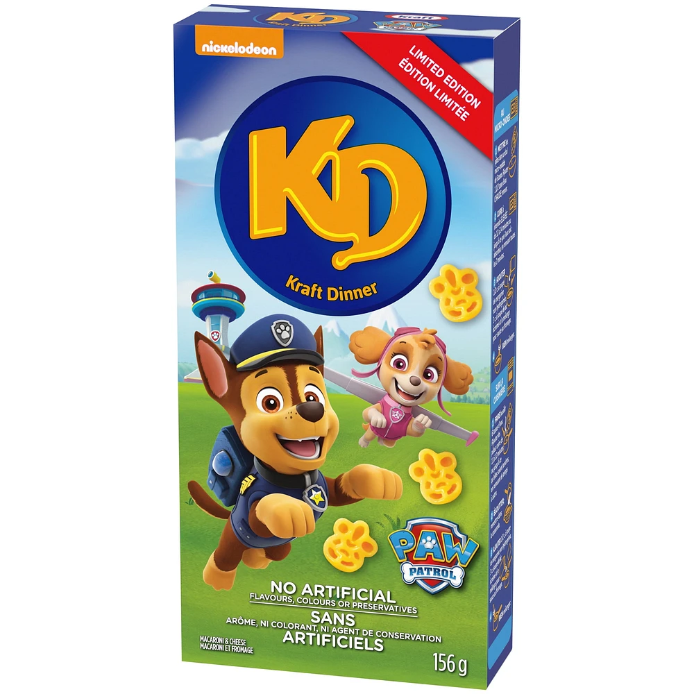 KD Kraft Dinner Paw Patrol Macaroni and Cheese Shapes, 156g Box, 156g