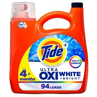 Détergent à lessive liquide Tide Plus Ultra OXI Blanc et éclatant, pouvoir détachant et blanchissant supérieur 3.9L