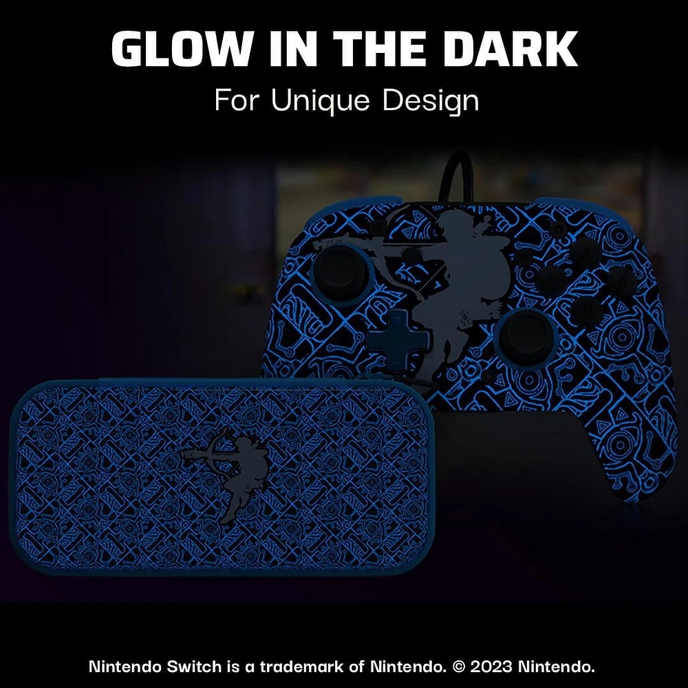 PDP REMATCH GLOW Controller & Travel Case GLOW Bundle: Sheikah Shoot For Nintendo Switch, Nintendo Switch Lite, Nintendo Switch - OLED Model