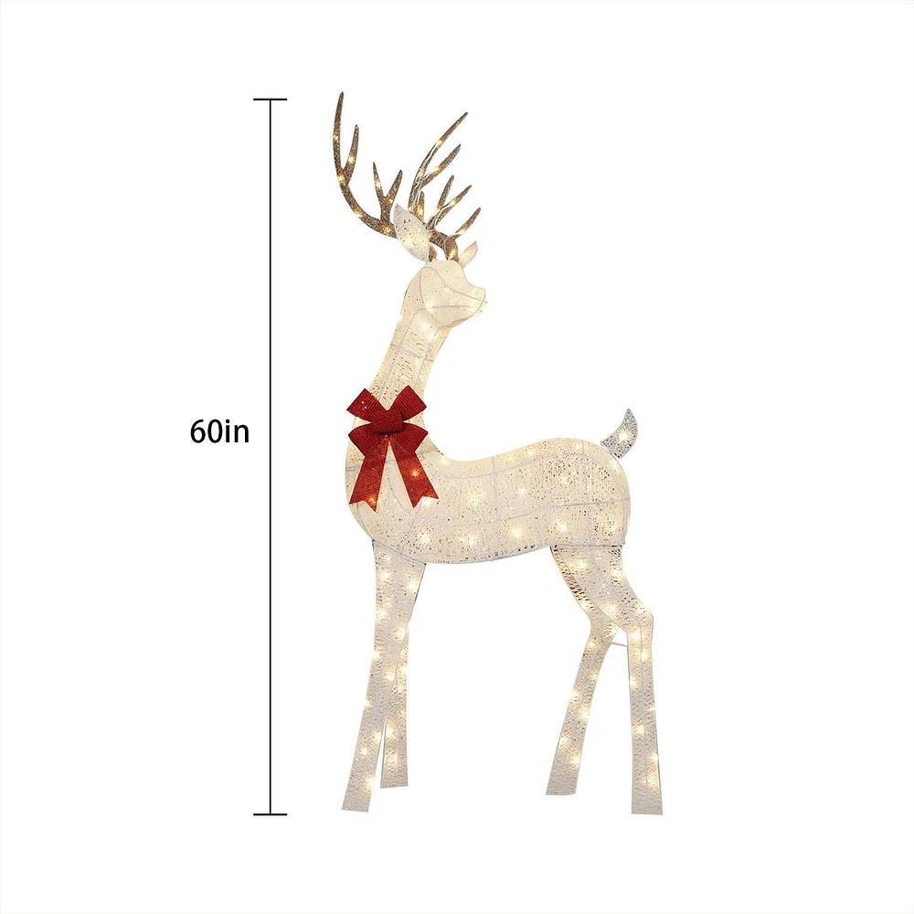 Daim éclairé de fils scintillants de 60 pouces de haut, avec 120 lumières à DEL, Holiday Time