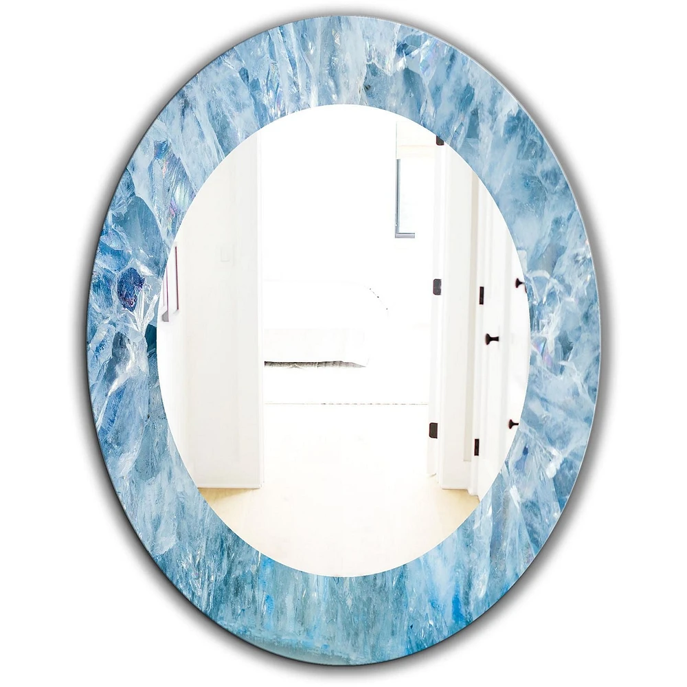 Designart 'Geode Interior With Light Blue Crystals' Miroir Mid-Century - Miroir Mural Ovale ou Rond - 24x36