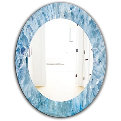 Designart 'Geode Interior With Light Blue Crystals' Miroir Mid-Century - Miroir Mural Ovale ou Rond - 24x36