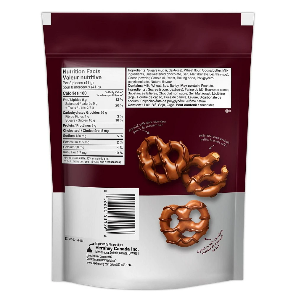 HERSHEY'S Milk & Dark Chocolate Pretzels, 170g