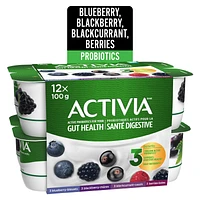 Activia Probiotic Yogurt, Blackberry/Blueberry/Blackcurrent/Berries, 12 x 100 g