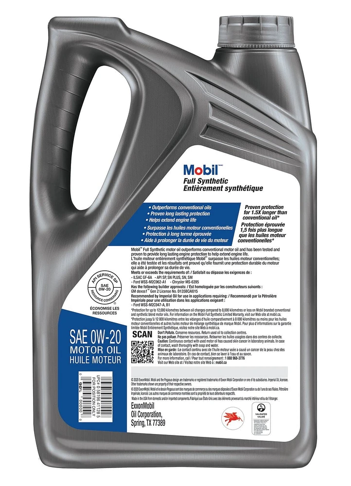 Mobil™ Full Synthetic 0W-20 Engine Oil 0W-20, Mobil™ Full Synthetic 0W-20 Engine Oil 0W-20, 4.73