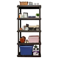 Hyper Tough Plastic Shelves Garage Shelving Unit for Basement and Home Use 5-Tier 74"H x 18'D x 36"W 2-Pack Black-750 Ibs Capacity