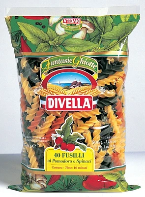 Divella Fusilli Tri Colour Italian Pasta (Three Colour Pasta), 500 g