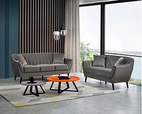 Topline Home Furnishings Ensemble mobilier 2 pièces : sofa et causeuse en velours gris foncé