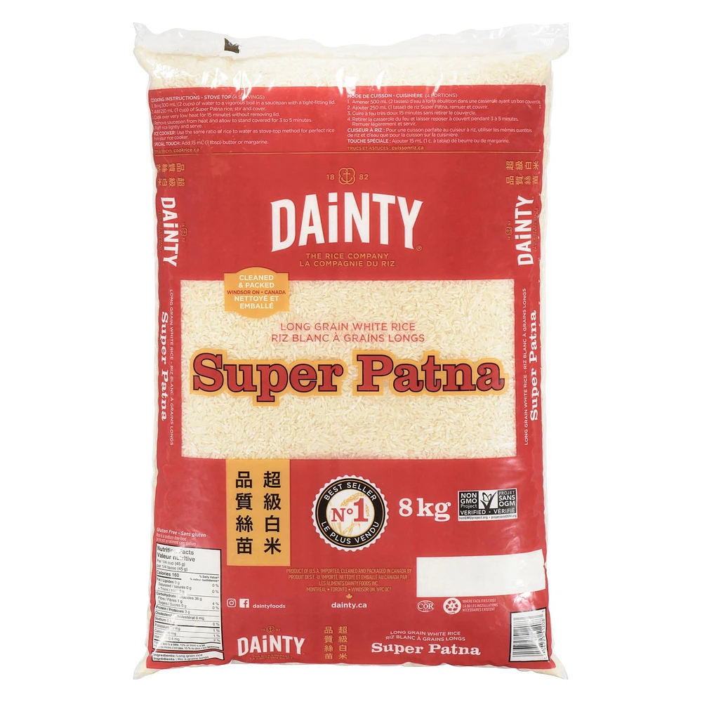 Dainty Super Patna 8kg Long Grain White Rice