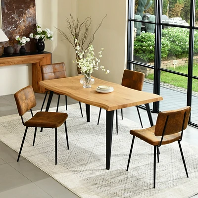 Homy Casa Lot de 4 chaises de salle à manger sans accoudoirs, avec revêtement en simili-suède, pieds en métal noir