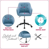 Chaise de travail pour adulte CorLiving Natasha, rembourrée et capitonnée, à hauteur réglable, avec accoudoirs