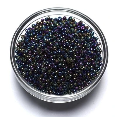 Perles Rocailles arc-en-ciel noir de Cousin, 40 g