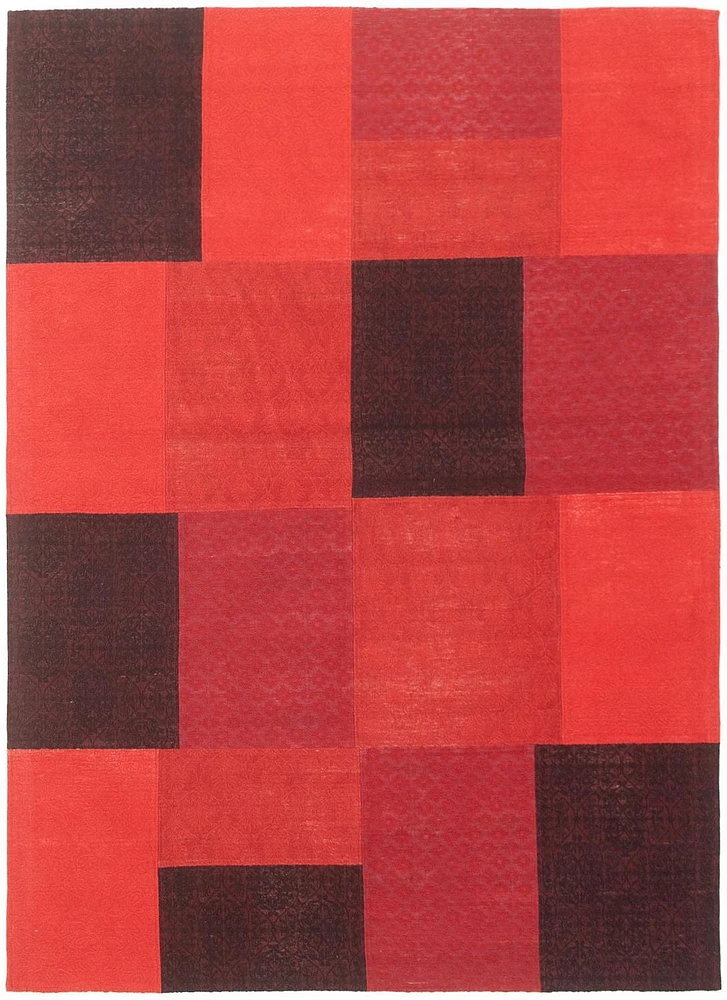 ECARPETGALLERY 4'8" x 6'6" Transitional Collage Handmade Area Rug for Living Room, Dining Room and Bedroom in Red