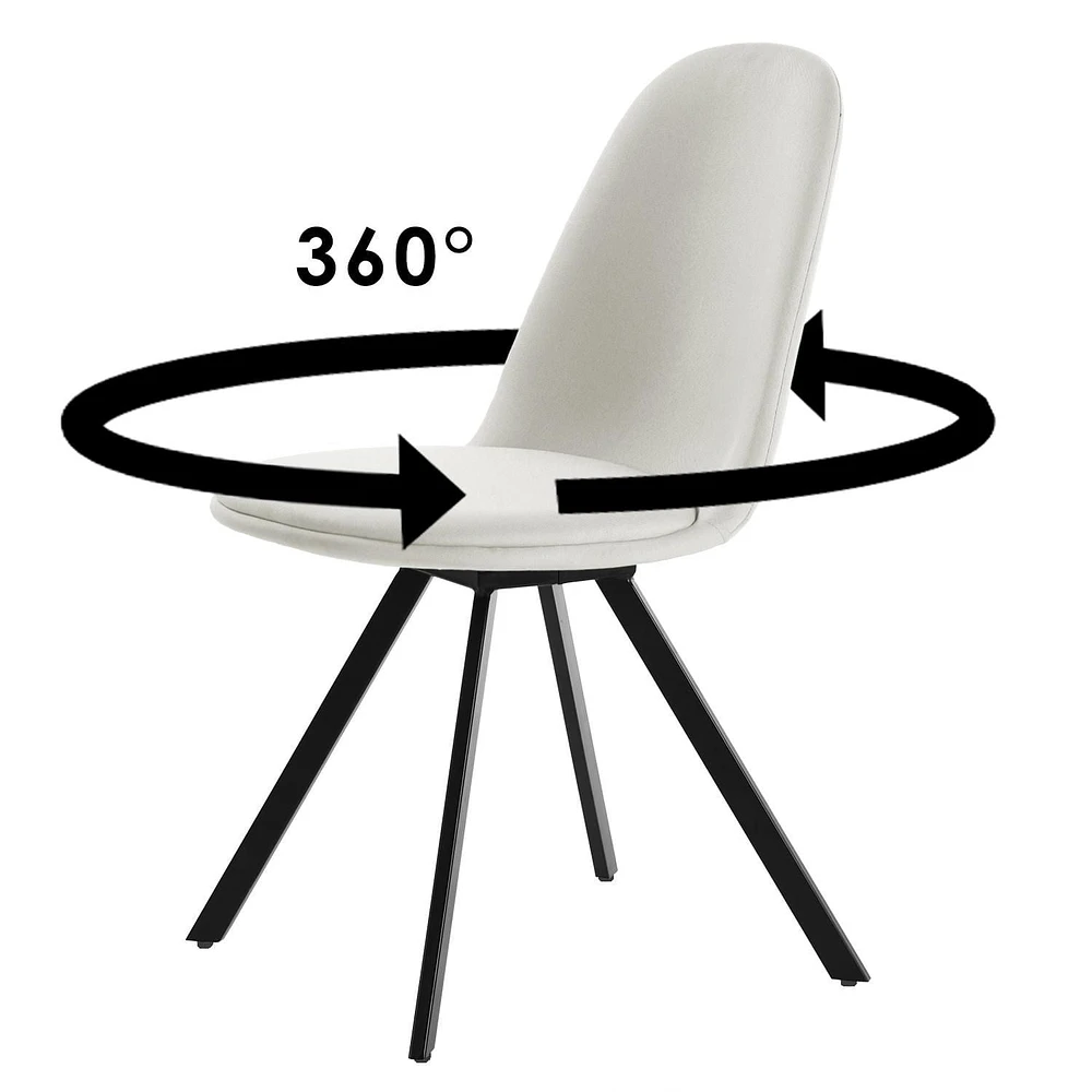 Ensemble de salle à manger 5 pièces Homy Casa - Table à manger rectangulaire de 63 pouces, 4 chaises d'appoint pivotantes et chaises de salle à manger rembourrées