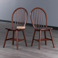 Windsor 2pc Chair Set Walnut Finish
