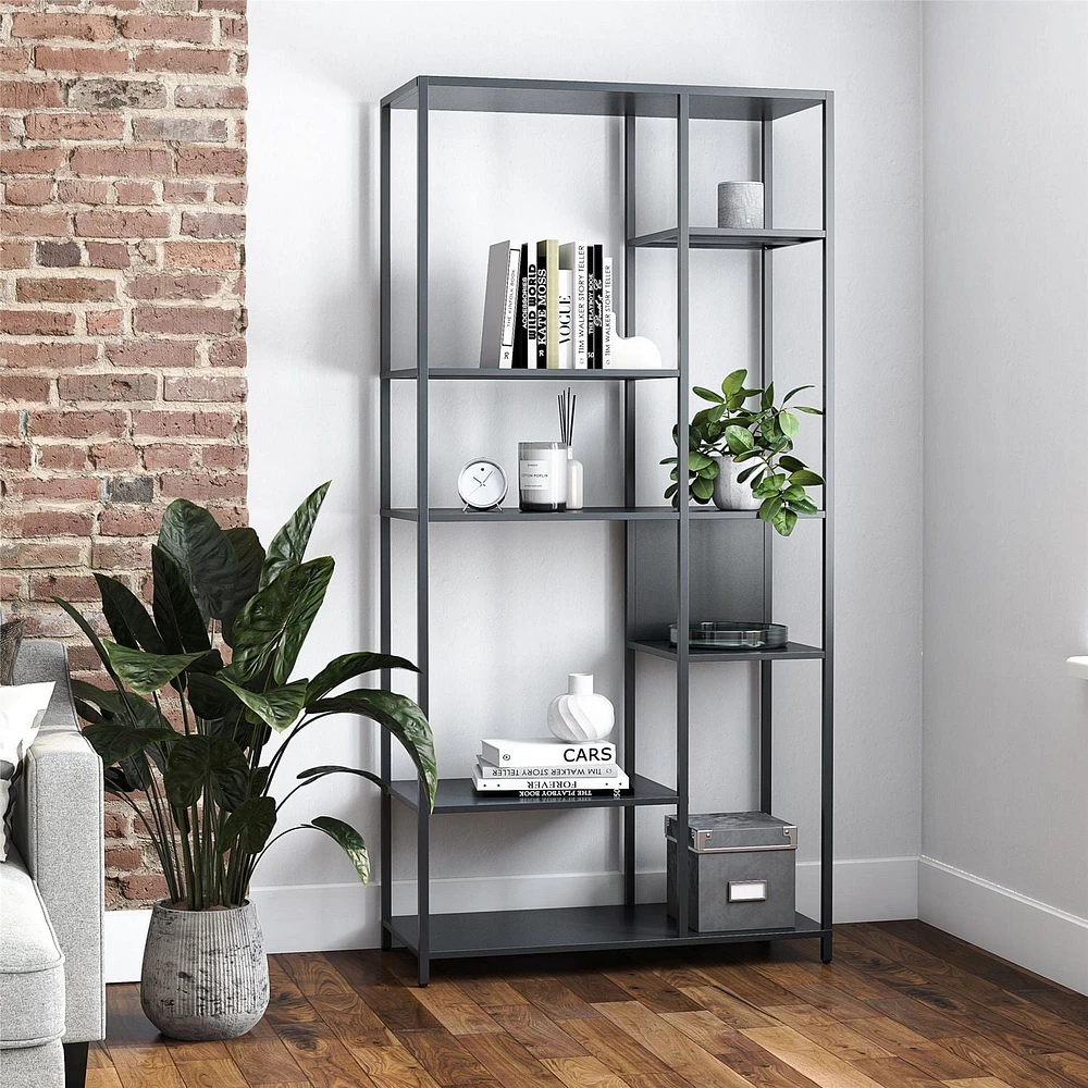 Systembuild Evolution Mission District Metal Bookcase Room Divider, Graphite