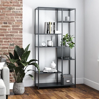 Systembuild Evolution Mission District Metal Bookcase Room Divider, Graphite