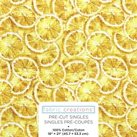 Tissu pré-coupé Fat Quarter de Fabric Creations à motif de tranches de citron jaune limonade - 18" x 21" / 45cm x 53cm 18" x 21" / 45cm x 53cm