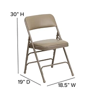 4 Pk. HERCULES Series Curved Triple Braced & Double Hinged Beige Vinyl Metal Folding Chair