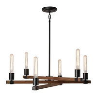 Walken 6-Light Chandelier, Matte Black, Faux Wood Accents