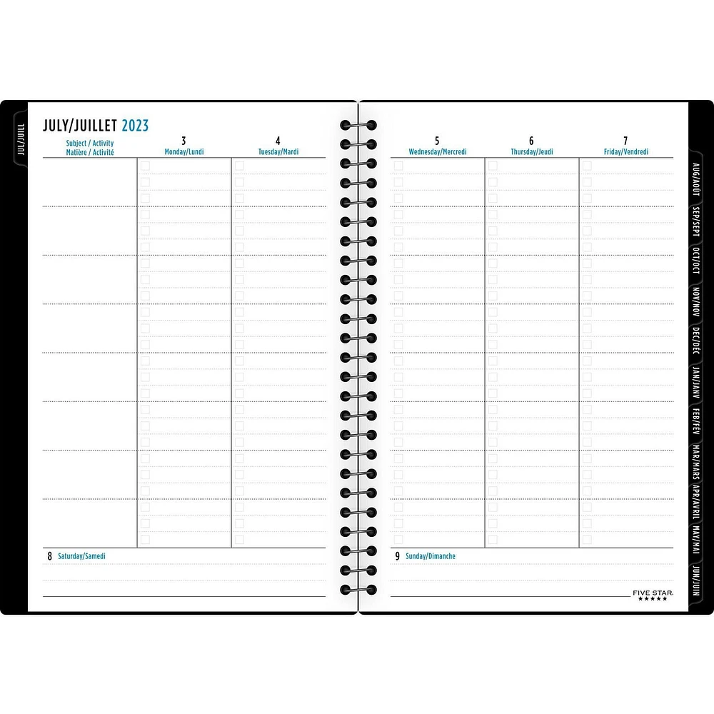 Petit Agenda Scolaire Hebdomadaire/Mensuel 2024 Five Star®, Noir Agenda hebdomadaire/mensuel
