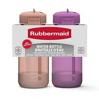 Rubbermaid 20oz Water Bottle with Carry Loop 2 Pack, 20oz x 2, BPA Free