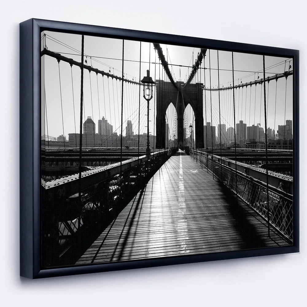 Design Art Dark Brooklyn Bridge Framed Canvas Art Print