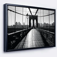 Design Art Dark Brooklyn Bridge Framed Canvas Art Print
