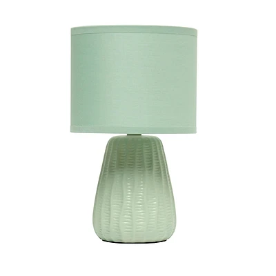Conceptions simples 11,02 « Lampe de bureau de table de chevet d’accent pastel à texture céramique moderne traditionnelle de 11,02 « avec abat-jour en tissu assorti pour chambre à coucher, t